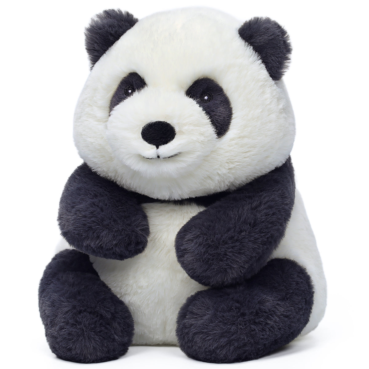 Forest Series Smiling Panda Momo 9.8" plush toy with white head and black ears, eye patches, nose, and limbs