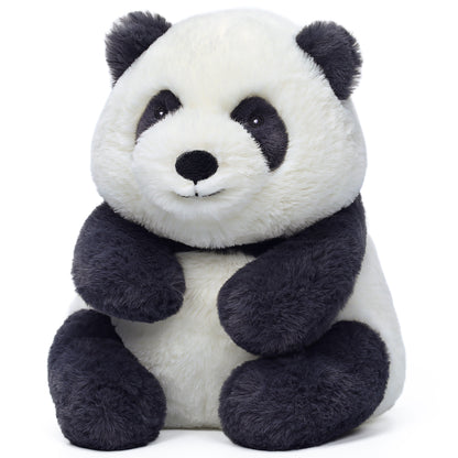Forest Series Smiling Panda Momo 9.8" plush toy with white head and black ears, eye patches, nose, and limbs