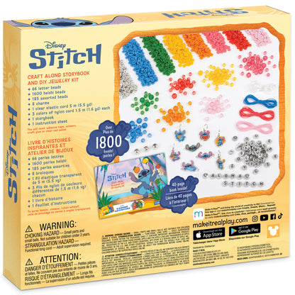 Disney Stitch Craft Along Storybook DIY Jewelry Kit with 1800+ beads and colorful letter beads for making bracelets