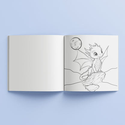 Kaleidoscope Dragon Dreams coloring book open showing dragon illustration