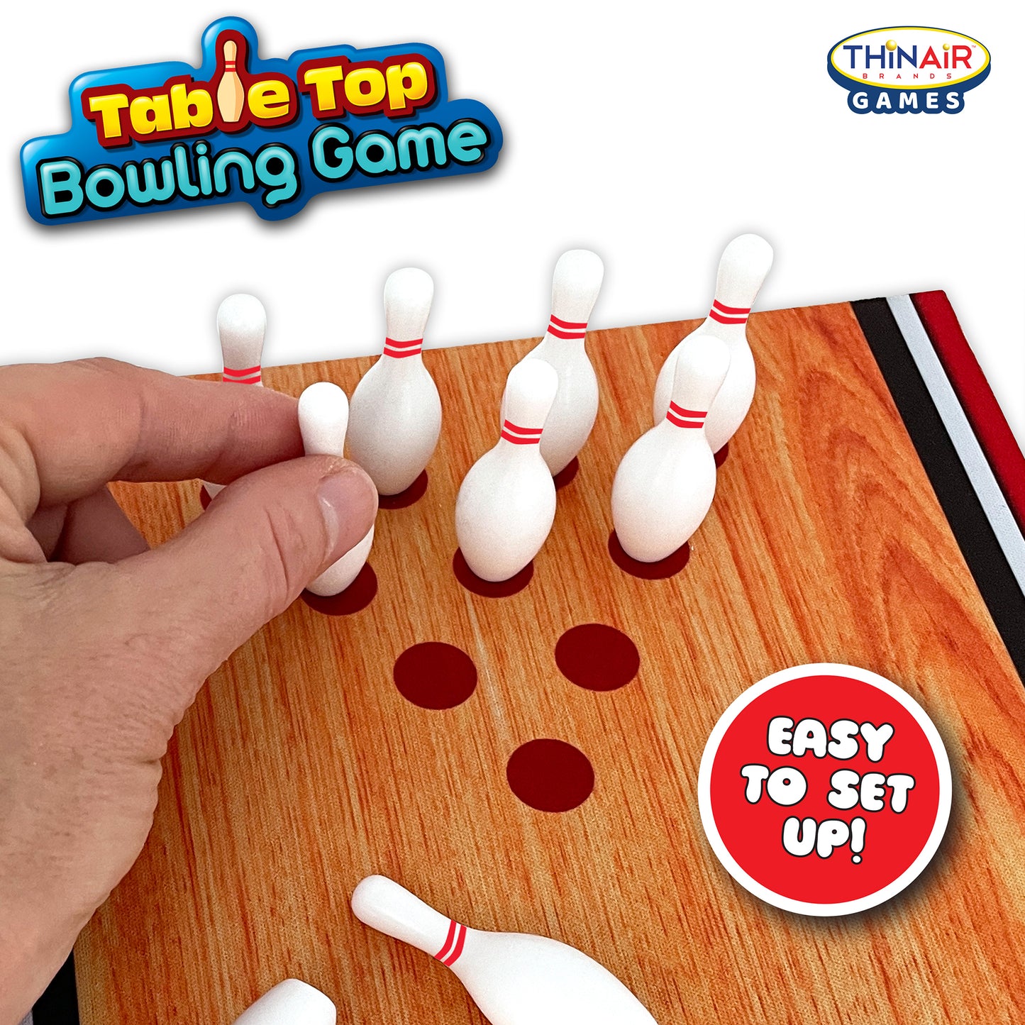 Thin Air Games Tabletop Bowling Set - Roll-Up Alley & Fun for Family