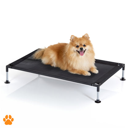 COOLA Pet Bed Small black dog lounger with tan Pomeranian lying on it