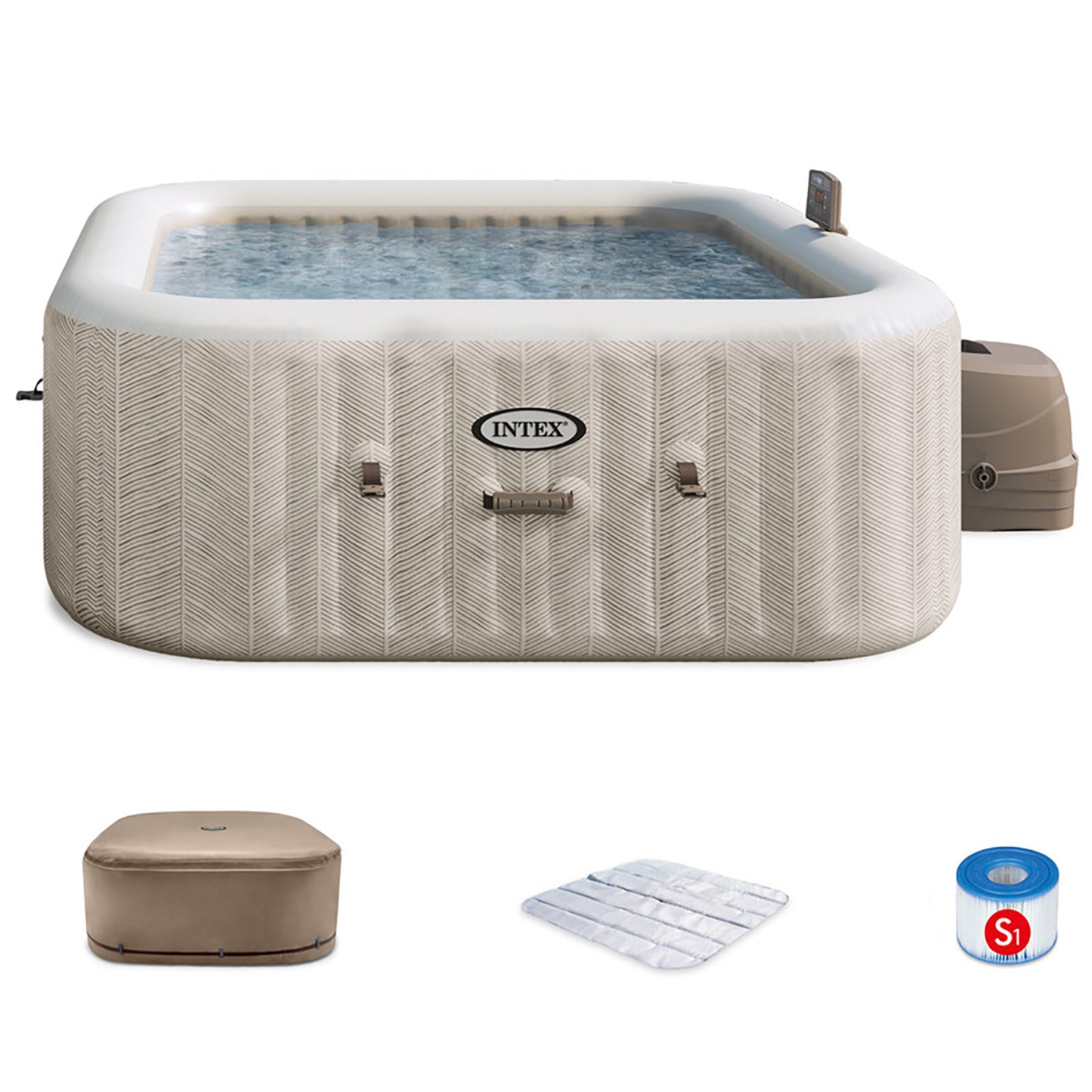Intex PureSpa Chevron Deluxe 6-Person Inflatable Hot Tub - 77" Square with Jets