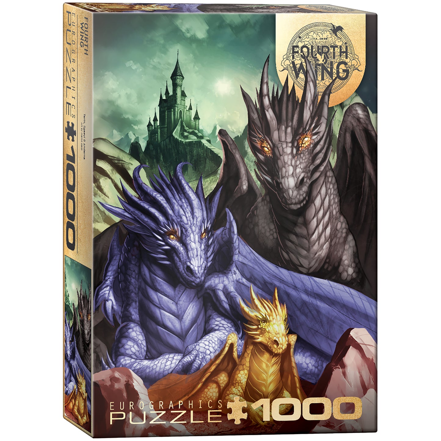Eurographics Fourth Wing 1000 Piece Puzzle featuring dragons Tairn, Sgaeyl and Andarna