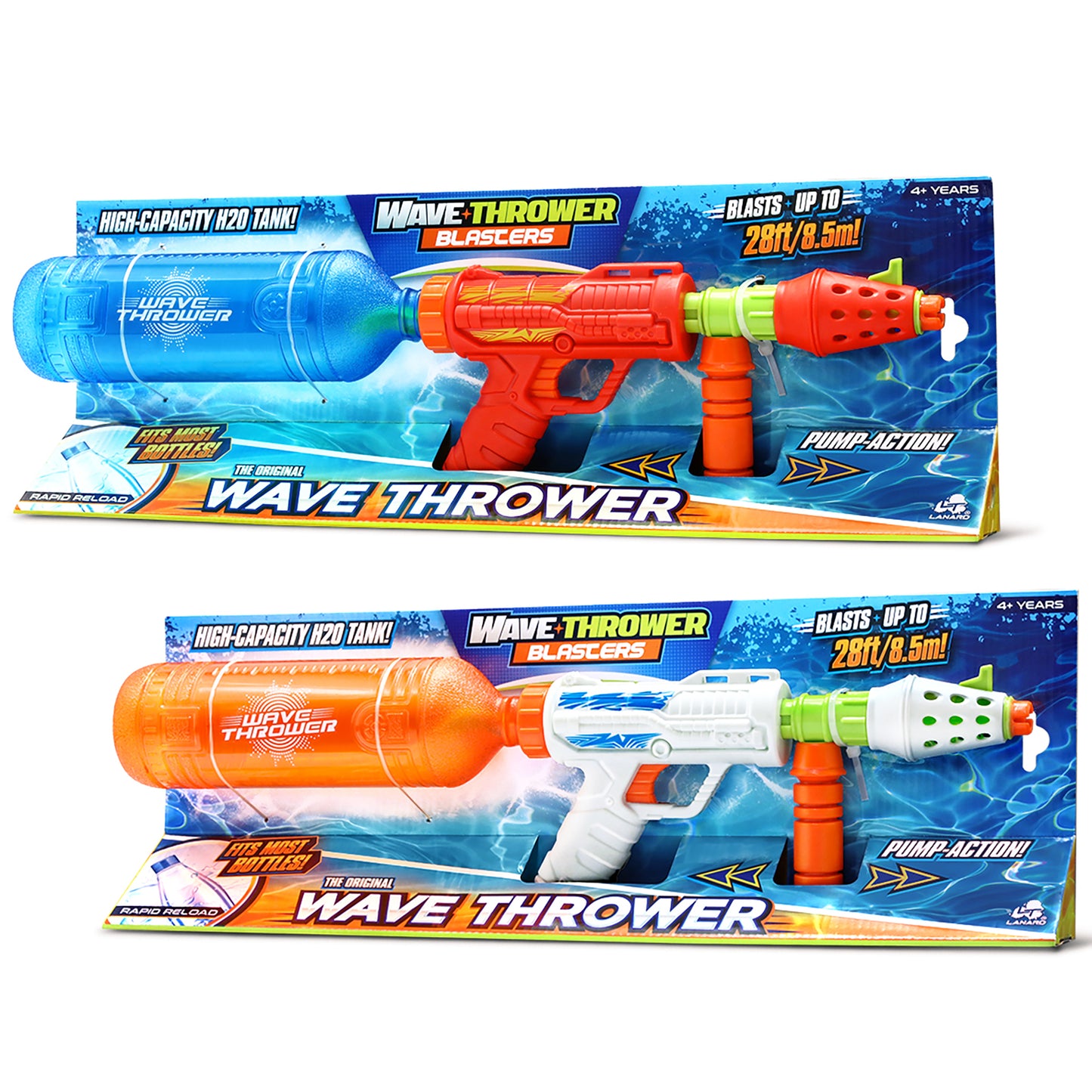 Wave Thrower Blasters Twin Pack - Red and White water guns with blue tanks