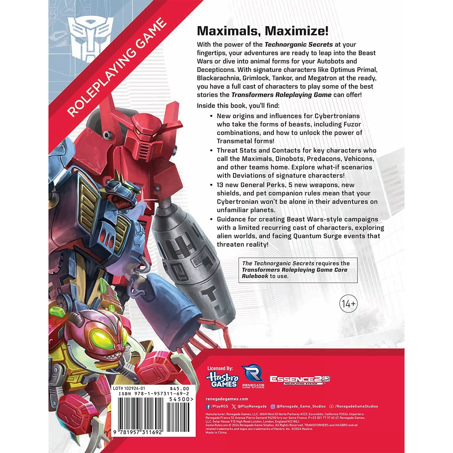Transformers RPG: Technorganic Secrets Sourcebook - Hardcover Expansion