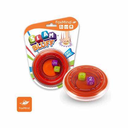 Slam Bluff by FoxMind Games - red circular game disc with numbered tiles, portable family game for 2-6 players