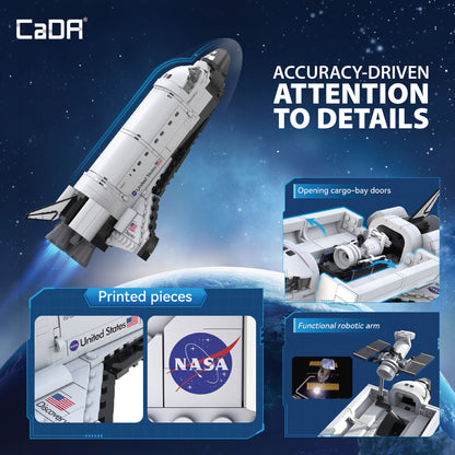 CaDA NASA Space Shuttle Discovery 475-piece building set with white shuttle and opening cargo bay doors