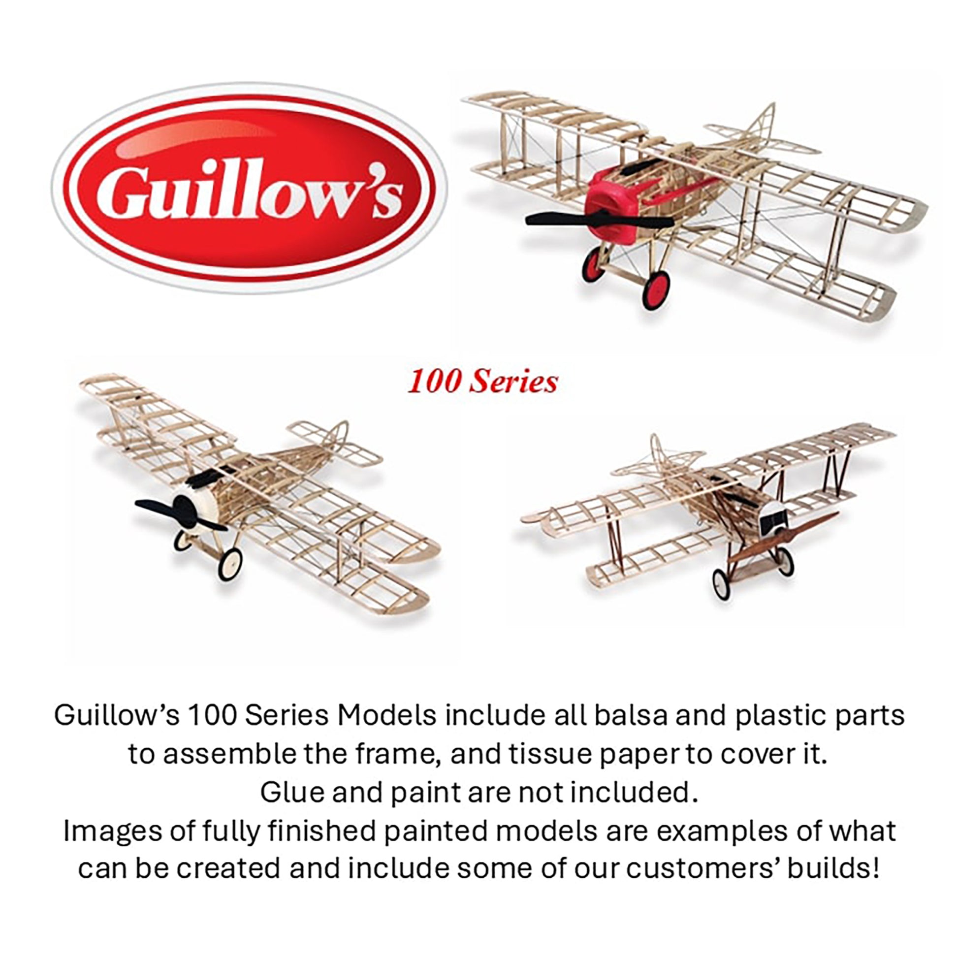 Guillow's 100 Series Sopwith Camel balsa wood model airplane kit with tissue paper