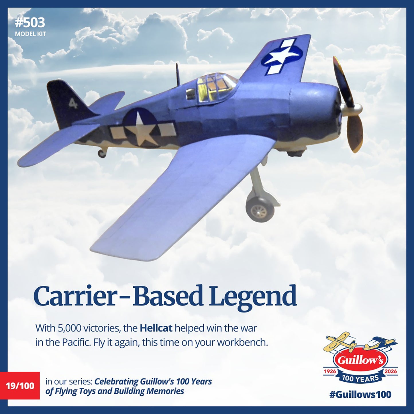 F6F Hellcat model kit #503 blue fighter plane with white star markings