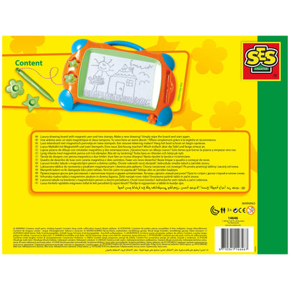 SES Creative Magnetic Drawing Board with Doodle Pen & Stamps - Art Activity Set for Kids 3+