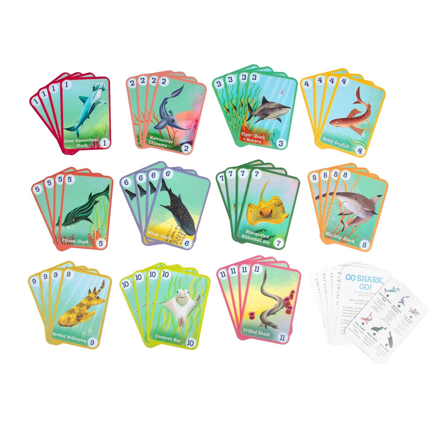 eeBoo Go Shark Go! Ocean-Themed Go Fish Card Game for Kids, Ages 3+