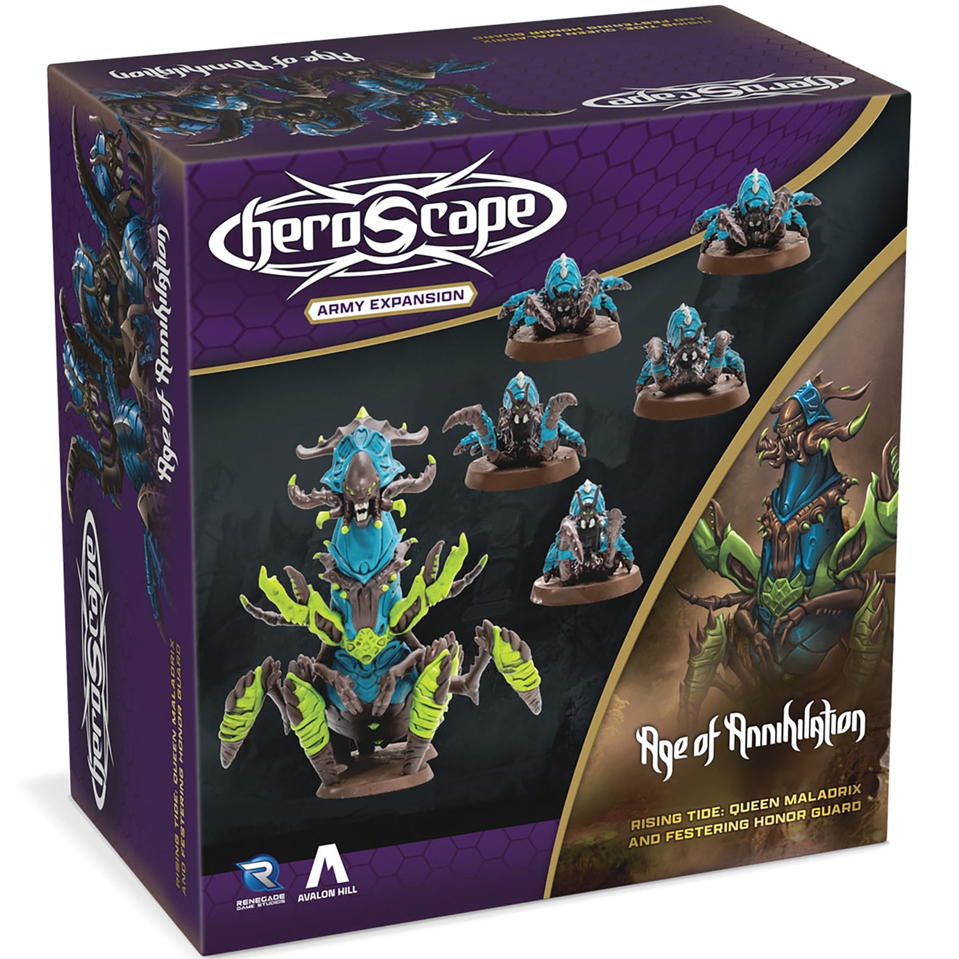 Heroscape Rising Tide Queen Maladrix Army Expansion with 6 blue and green miniatures