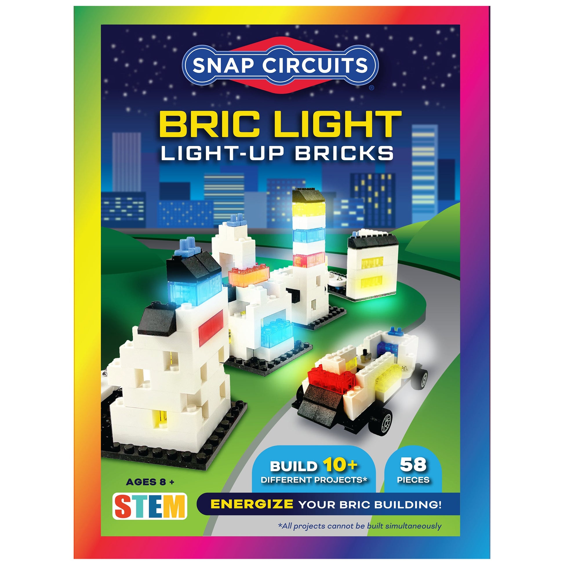 Snap Circuits BRIC Light building set with LED light-up bricks and illuminated buildings