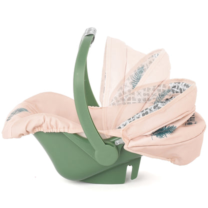 Roma RHS Car Seat in Fern green with blush pink canopy and patterned lining