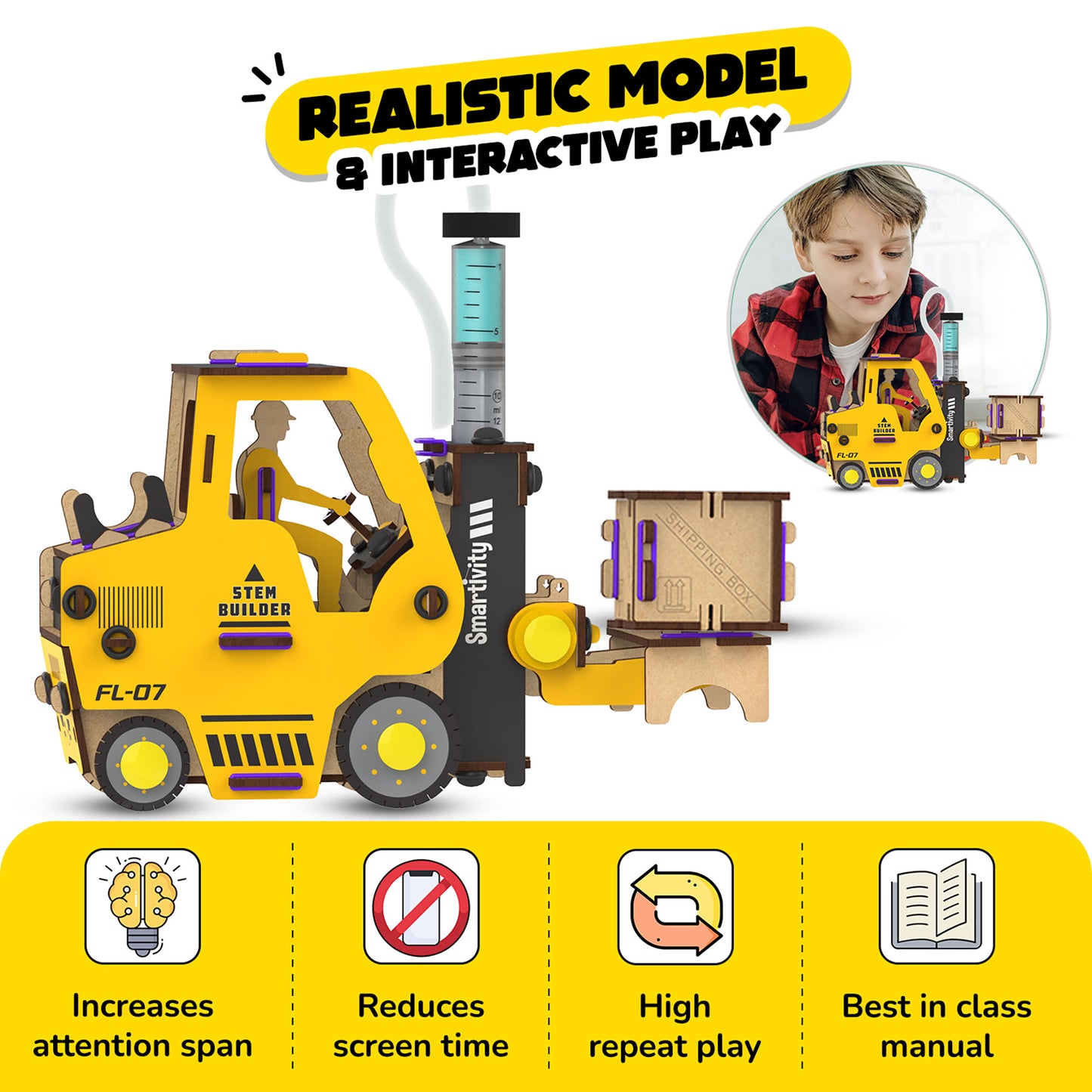 Smartivity Hydraulic Forklift - STEM DIY Science Kit for Kids