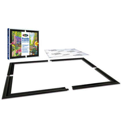 RoseArt Puzzle Frame Kit with black frame pieces and puzzle board mat