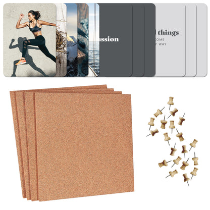 Elevate Vision Board Kit with cork boards, push pins, and inspirational cards