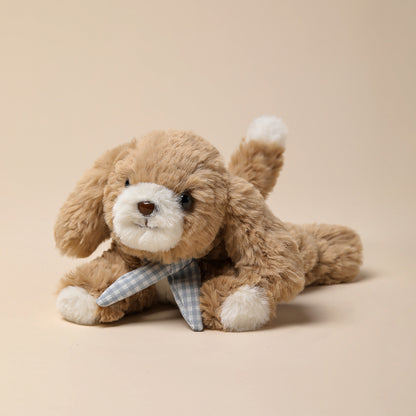 MCHUGS Cocker Spaniel Plush Stuffed Animal, tan and white puppy with blue checkered collar