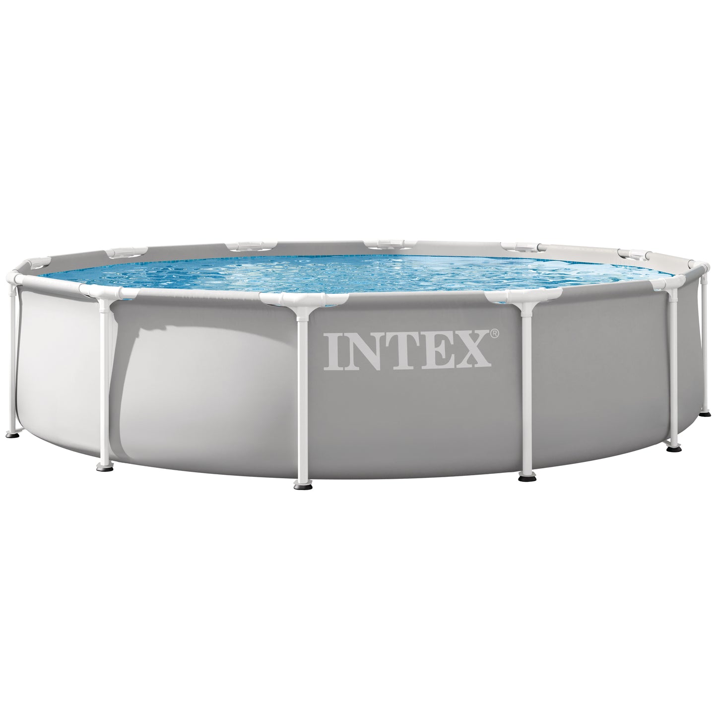Intex Prism Frame Premium Pool Set 12'x30" with gray frame and blue water