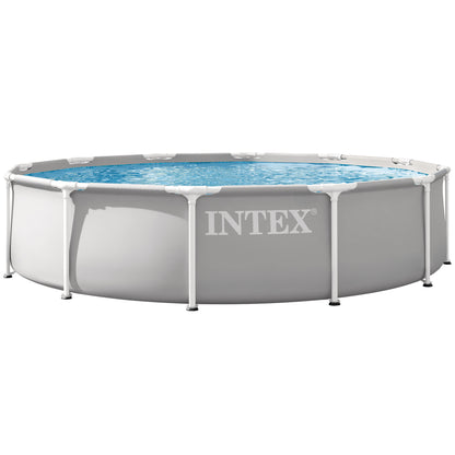 Intex Prism Frame Premium Pool Set 12'x30" with gray frame and blue water