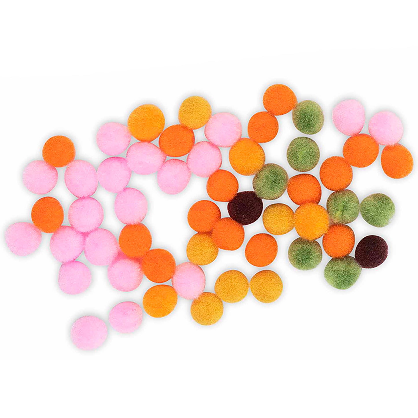 Pom Art Fuzzy Mushroom craft kit with colorful pom poms in pink, orange, yellow, and green