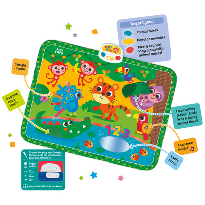 Kids Hits Touch & Play Mat Jungle Pals with colorful animals, lights, sounds, and tactile features