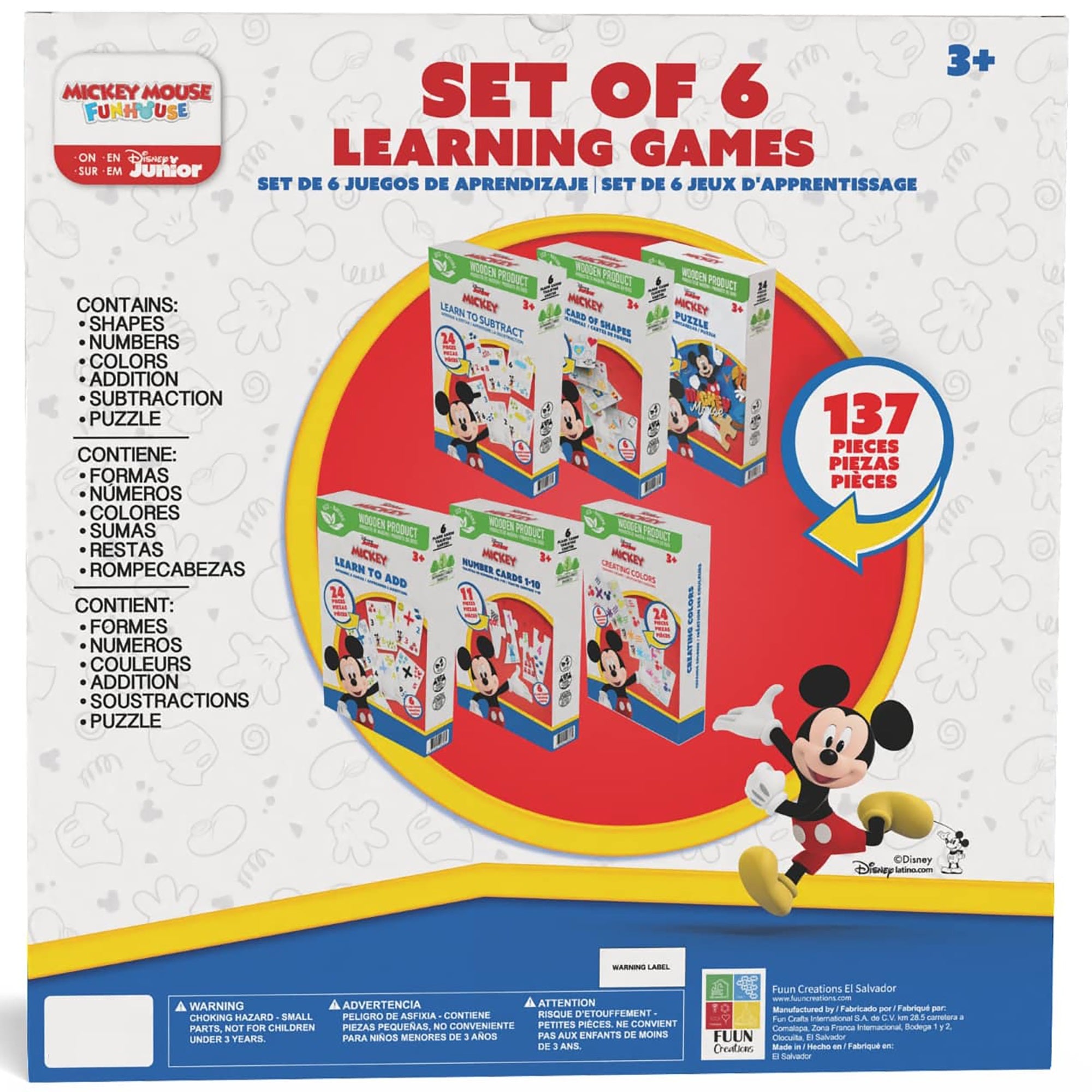Disney Mickey Mouse 6-In-1 Wooden Learning Games Set With