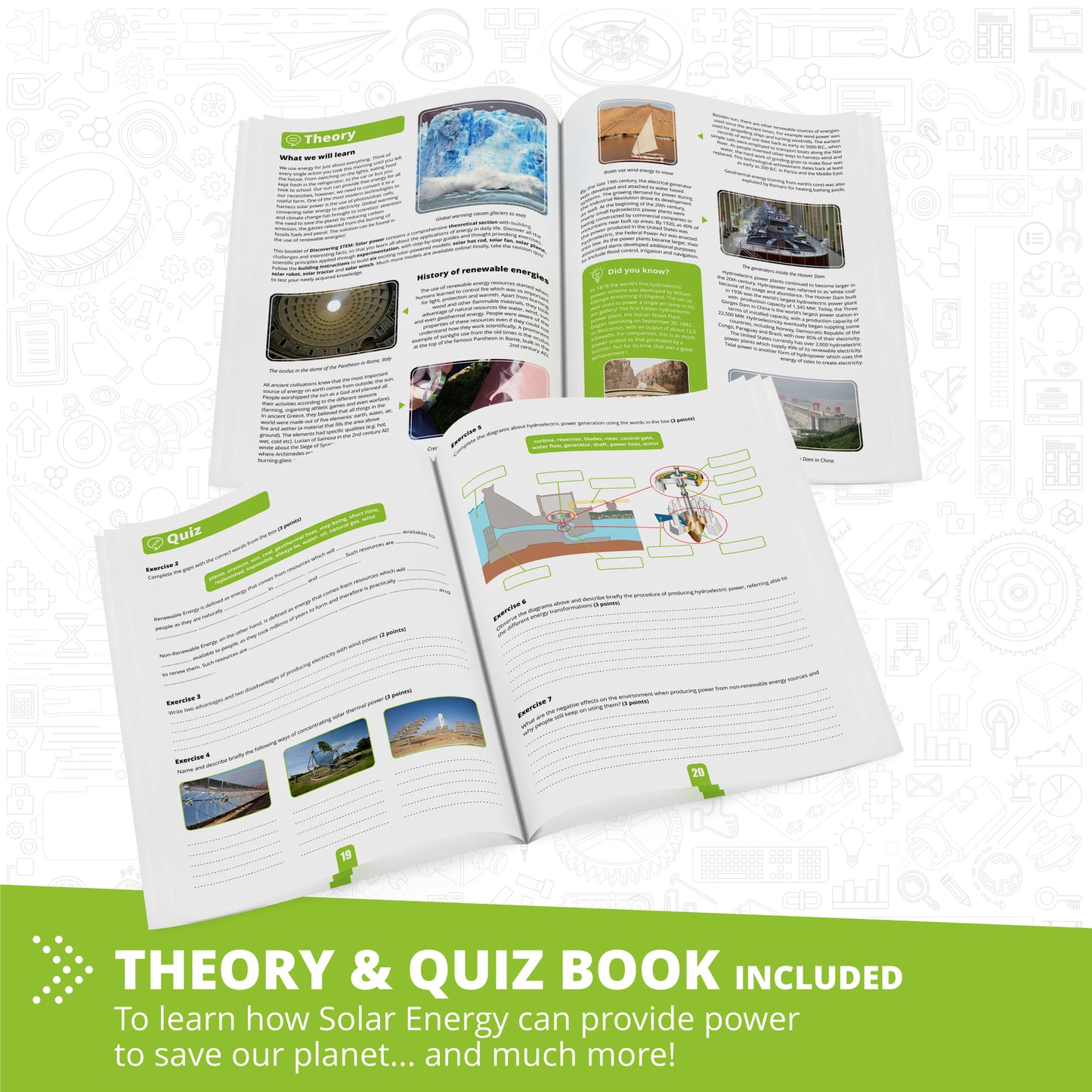 Engino Solar Power STEM building set with theory and quiz book included