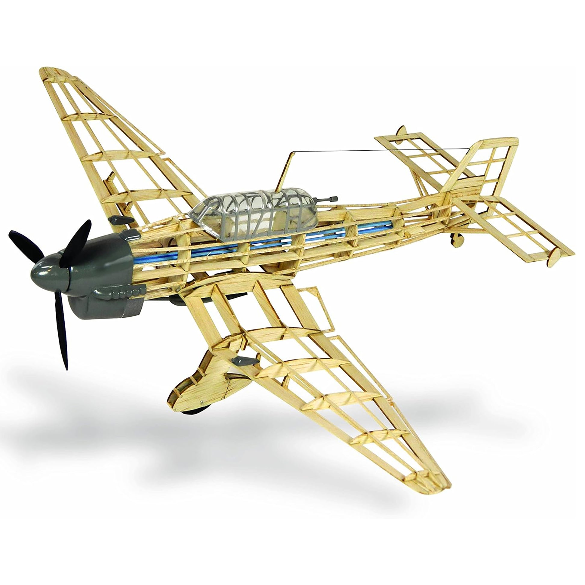 Junkers JU 87-B Stuka Model Kit with wooden frame and dark green fuselage