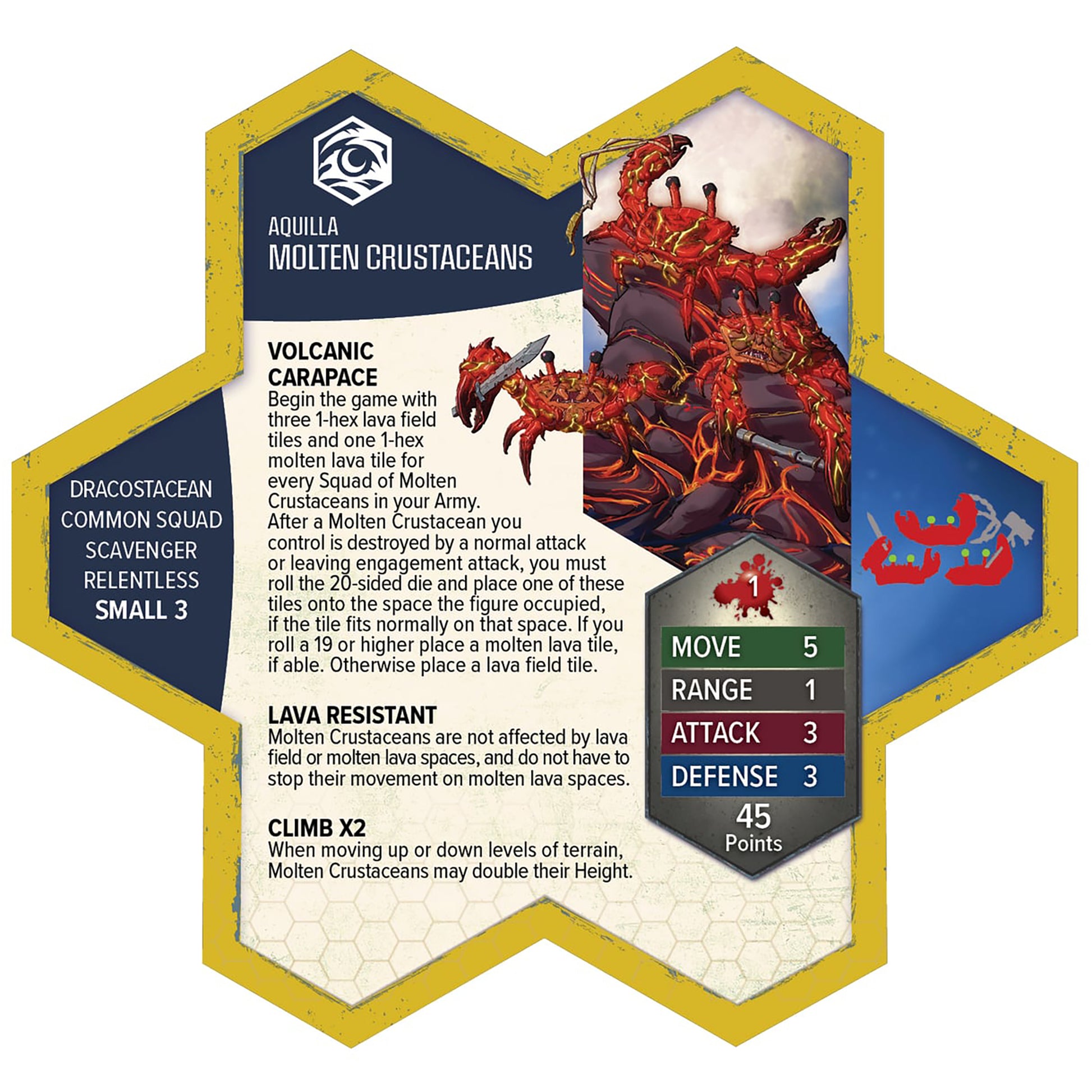 Heroscape Molten Crustaceans army expansion with red lava creature figures and game cards