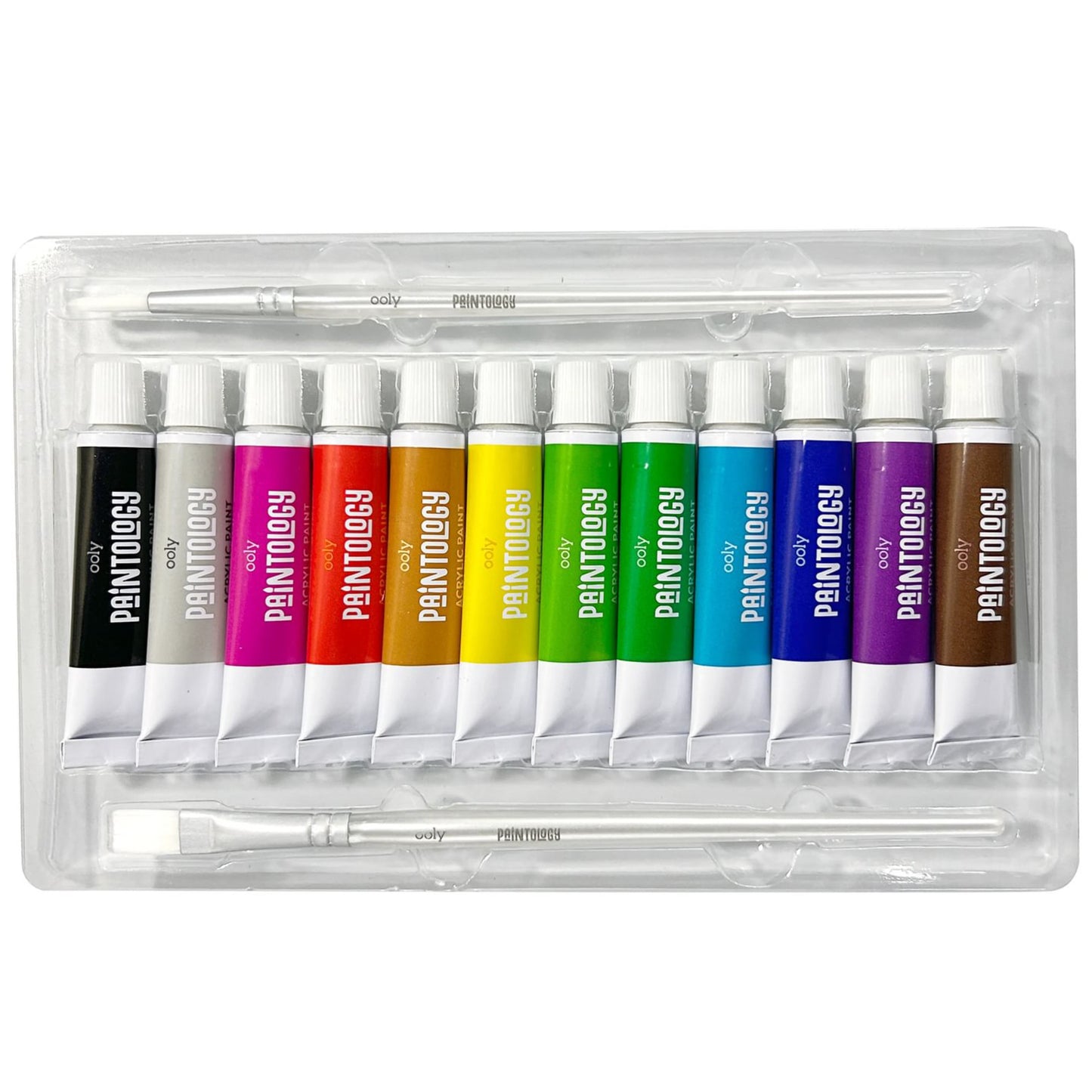 OOLY Paintology Classic Acrylic Paint Set - 12 Colors with Brushes, Ages 8+
