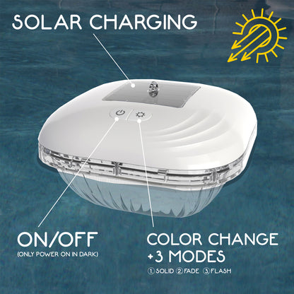 RIPPLE Solar-Powered Floating Pool Lights - Color Changing LED with 9 Modes