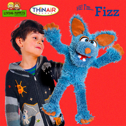 Living Puppets Handmade Fizz The Blue Dog Plush Hand Puppet