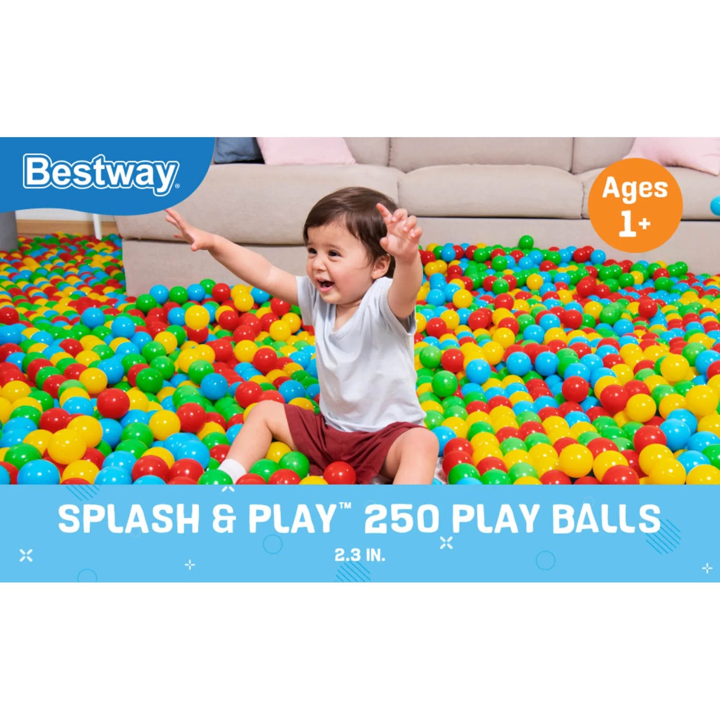 Bestway Splash & Play – 250 Colorful Toy Balls Set for Pits, Pools & Playtime Fun