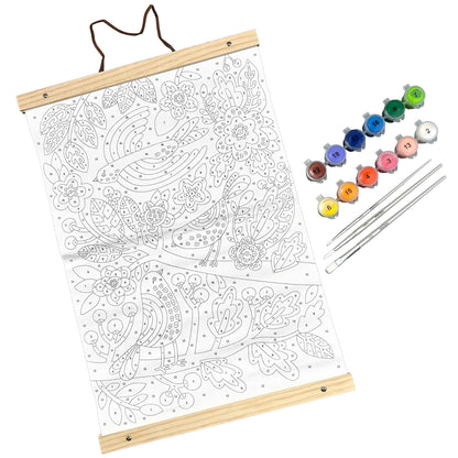 OOLY Paintology Blue Birds Paint-By-Number Canvas Kit - DIY Artwork for Ages 8+