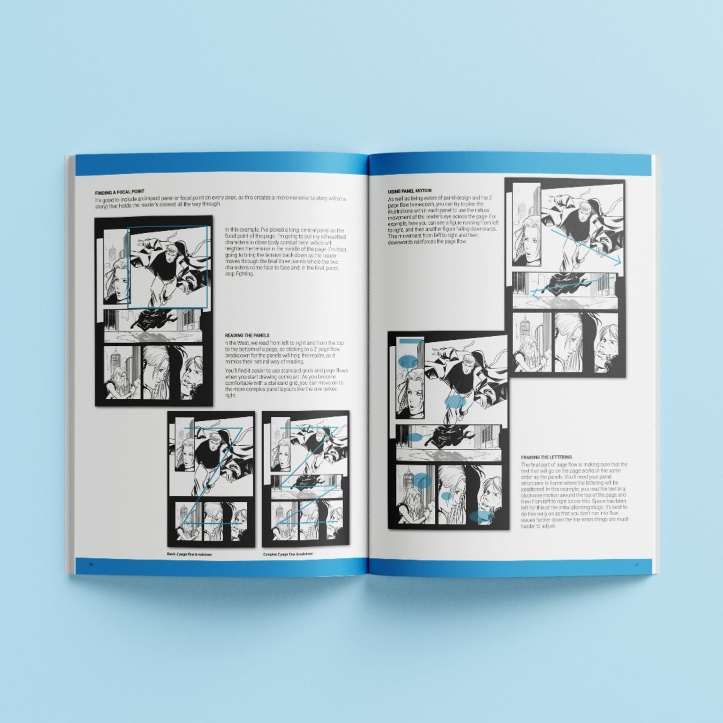 Art Marker: How to Draw - Comic Art instruction book showing panel layouts and character sketching techniques