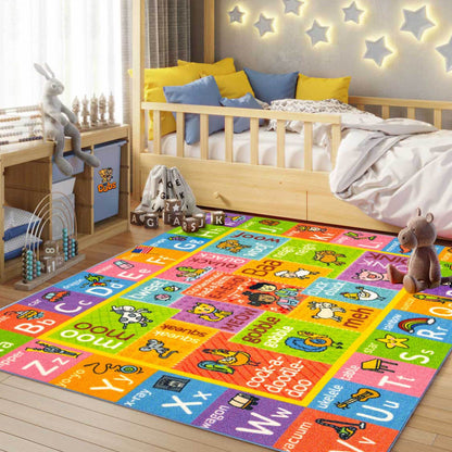 KC Cubs Educational ABC Alphabet Animal Sounds Playmat, colorful 3x5' interactive learning rug for kids