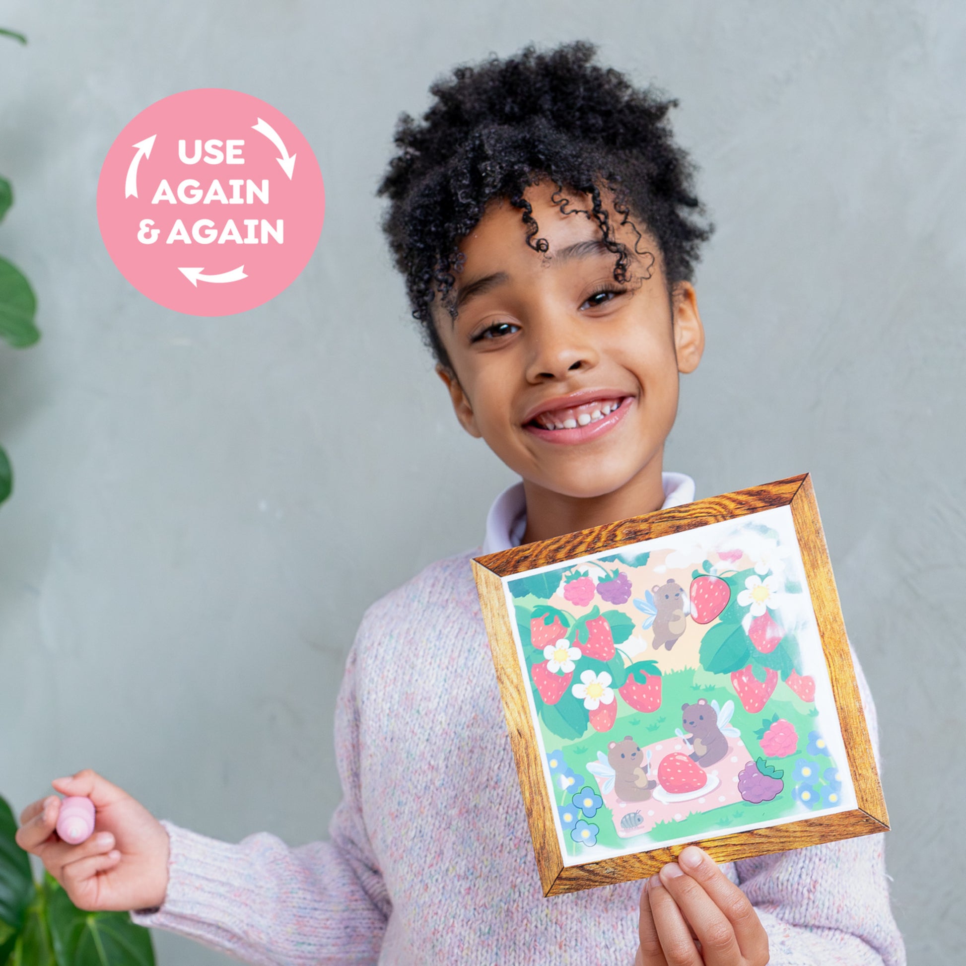 Tiger Tribe Magic Water Painting Set with colorful fairy friends design, reusable cards in wooden frame