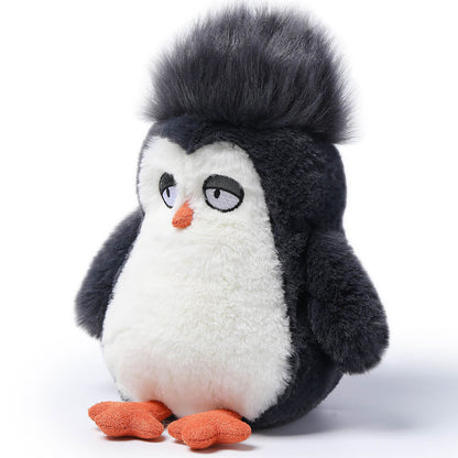 Ocean Series Straight Hair Penguin 7-inch plush toy with black and white coloring, orange beak and feet, and fluffy b...