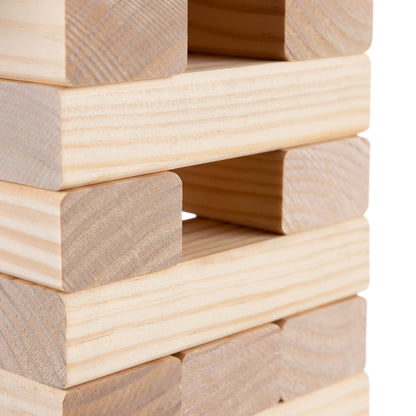 Grasshopper Games Giant Stack 'N' Fall Wooden Block Game with Carry Bag, Family Friendly