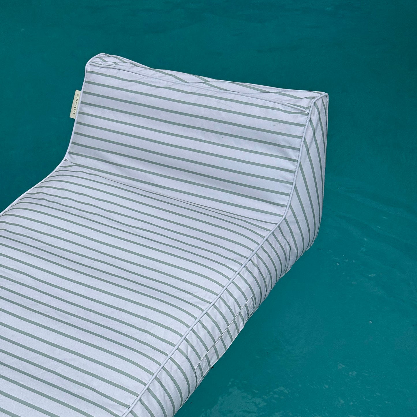 Sunnylife Luxe Lie-On Lounger - La Palma Sage Stripe Inflatable Pool Float