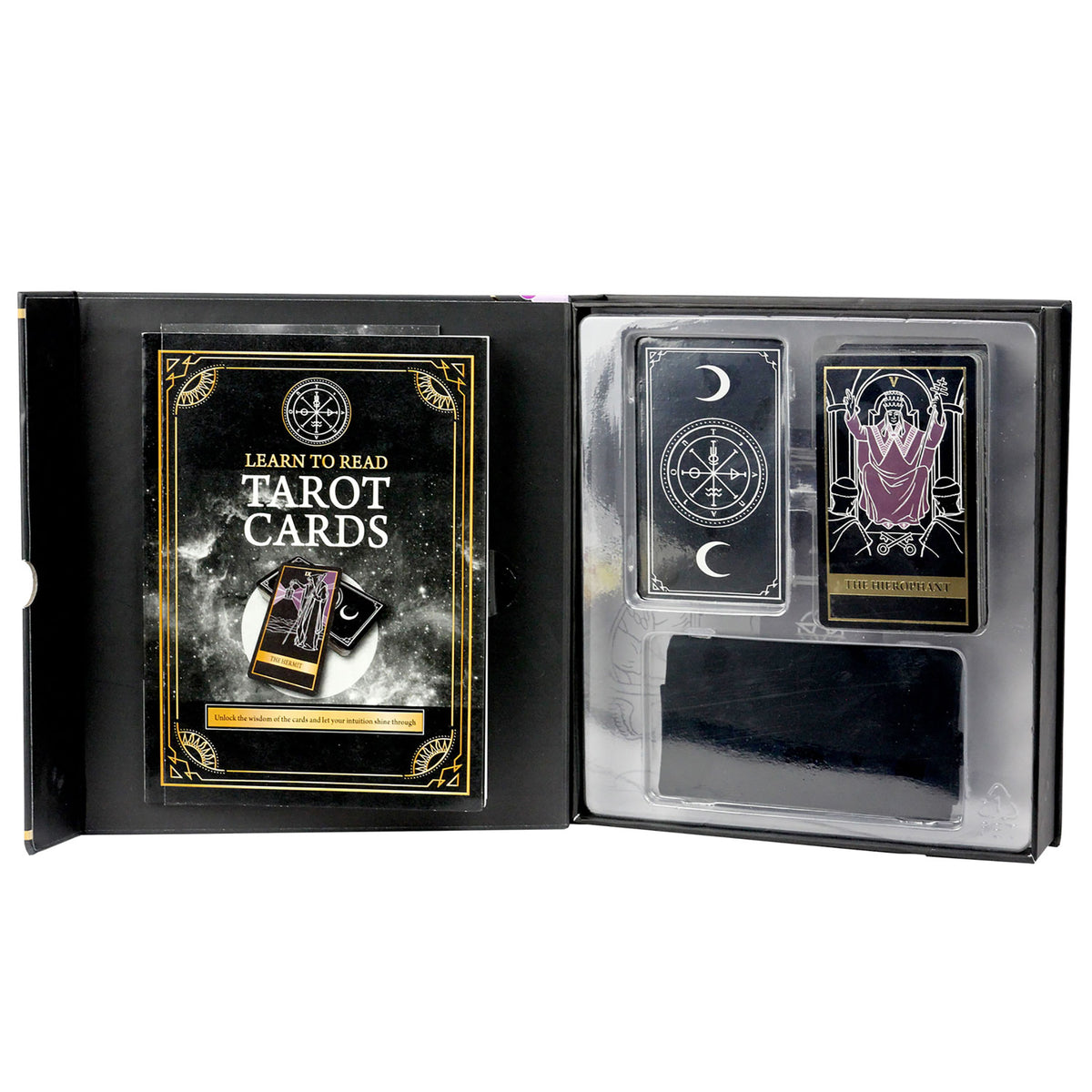 Learn to Read Tarot Cards gift box set with instruction book, tarot deck, and protective pouch
