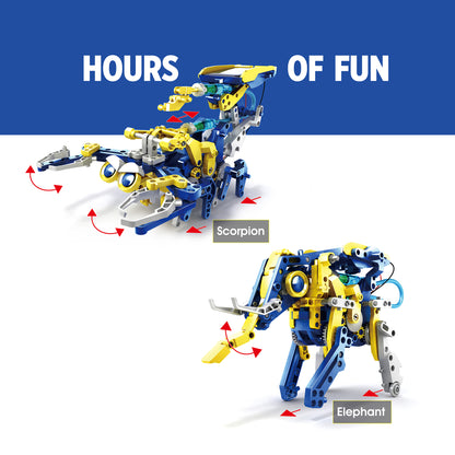 Teach Tech Rivet-Rex Robot blue and yellow buildable robot with Scorpion and Elephant configurations