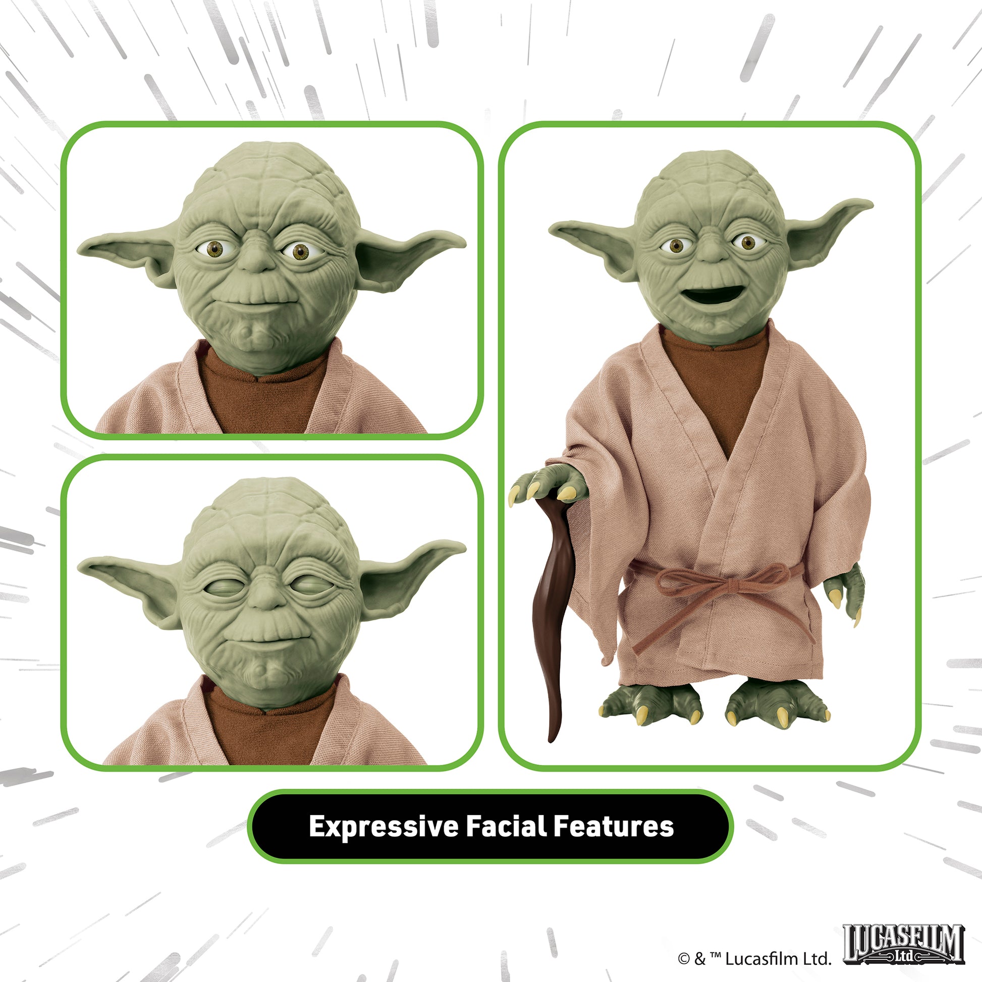 Yoda Expressive Facial Features Action Figure with Tan Robe