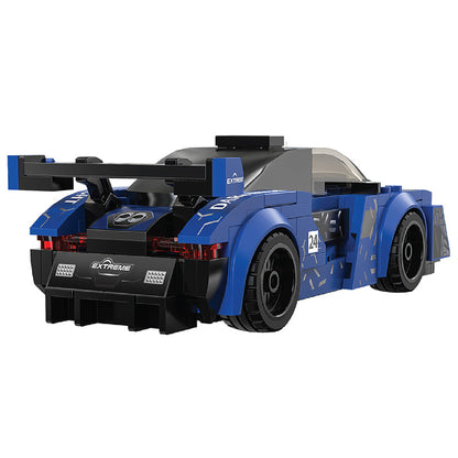 CaDA Night Flash blue and black race car building set with rear spoiler and racing number 24