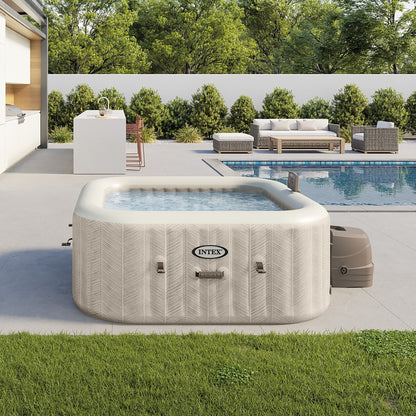 Intex PureSpa Chevron Deluxe 4-Person 69" Square Inflatable Hot Tub with Jets