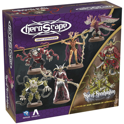 Heroscape Army Expansion Heroes of Aboreas set with 5 painted fantasy miniatures and cards