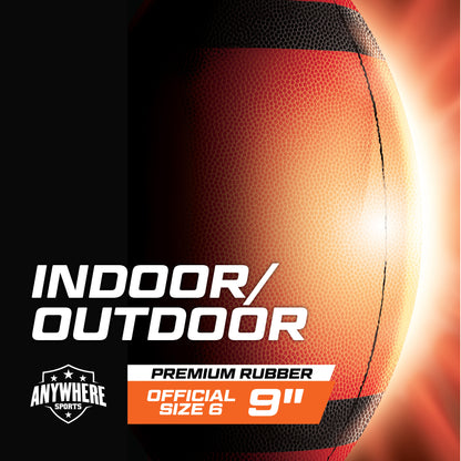 Anywhere Sports LED Football Size 6, 9-inch light-up ball in orange and black