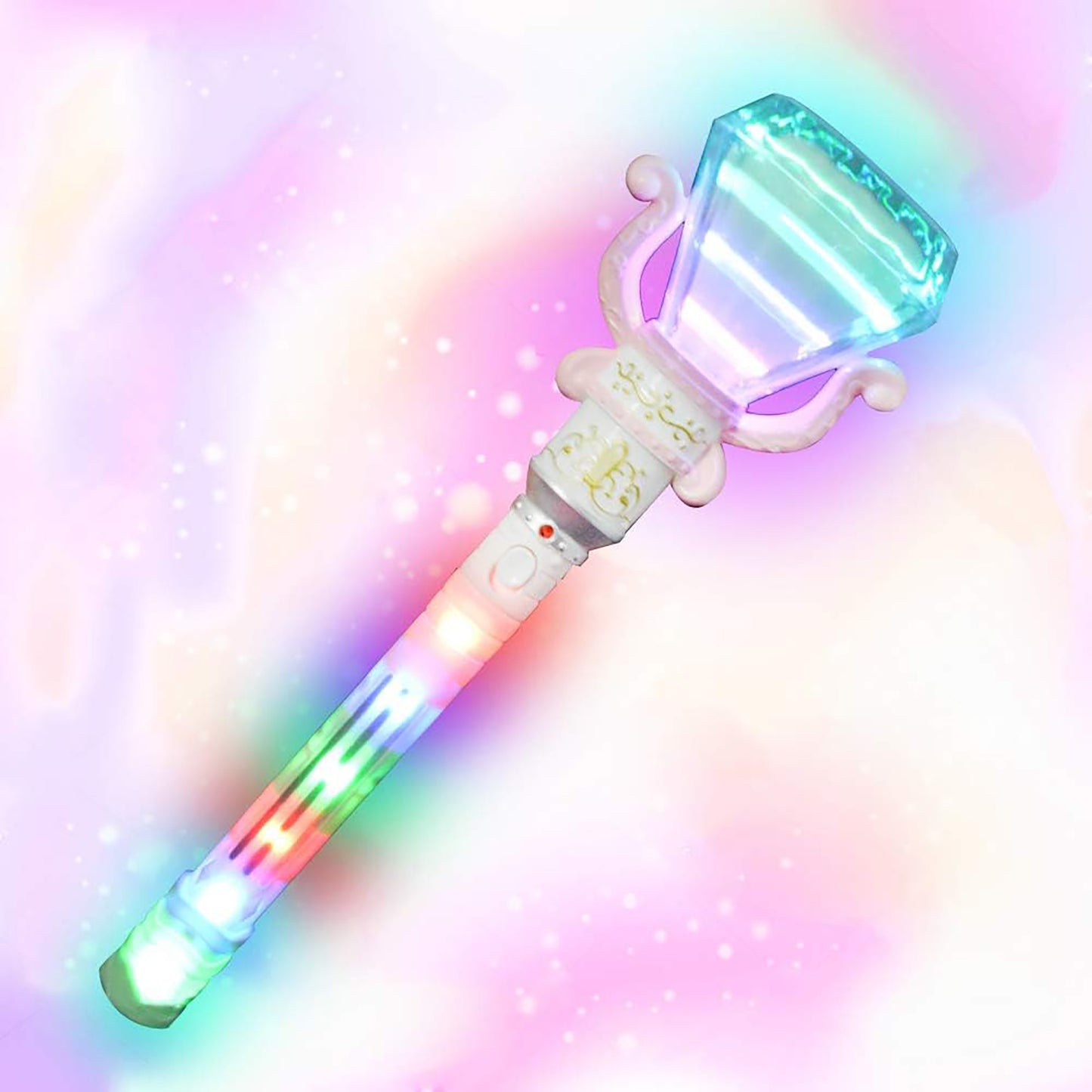 Enchanted Princess Light-Up Spinning Diamond Wand – White